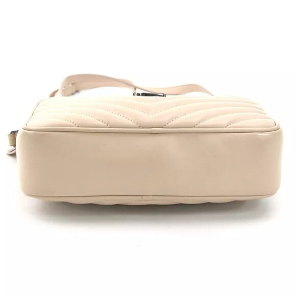 Auth SAINT LAURENT Lou Crossbody Shoulder Bag Beige Leather/Silvertone authentic - Picture 12 of 16